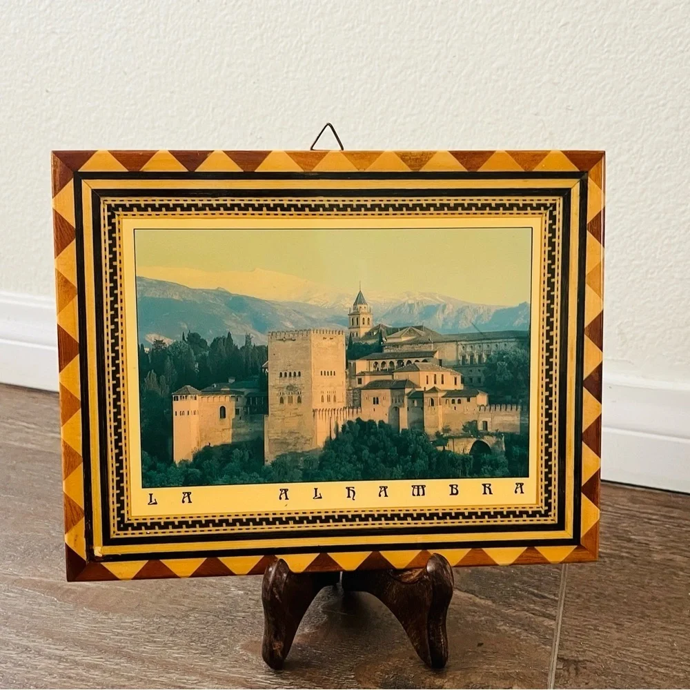 Wooden plaque Alhambra palace Granada, Spain 7/9 inch